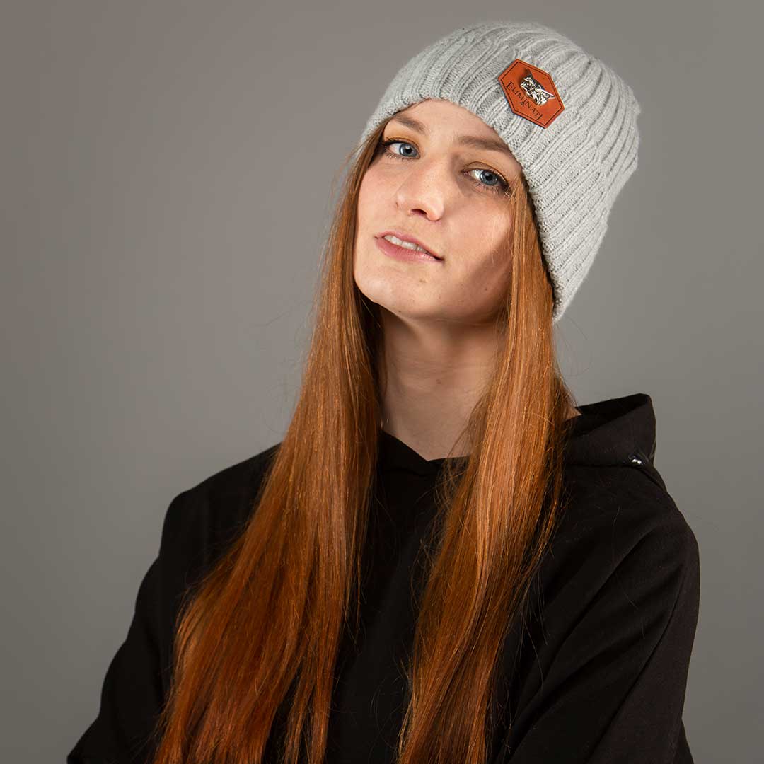 Beanie Classic Label -GreyRib - vegan