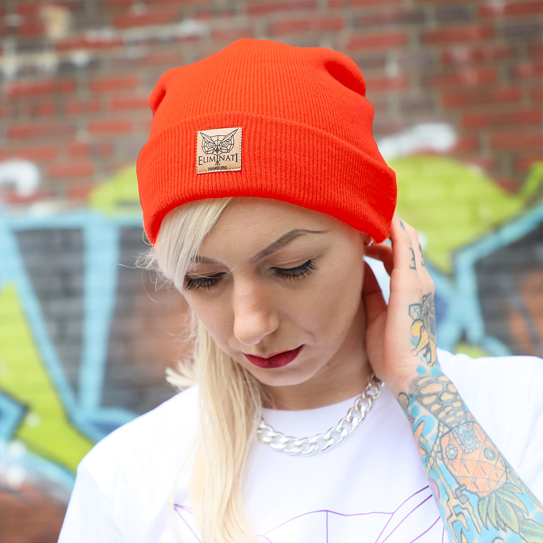 Beanie Cottonera Label - NeonOrange - vegan
