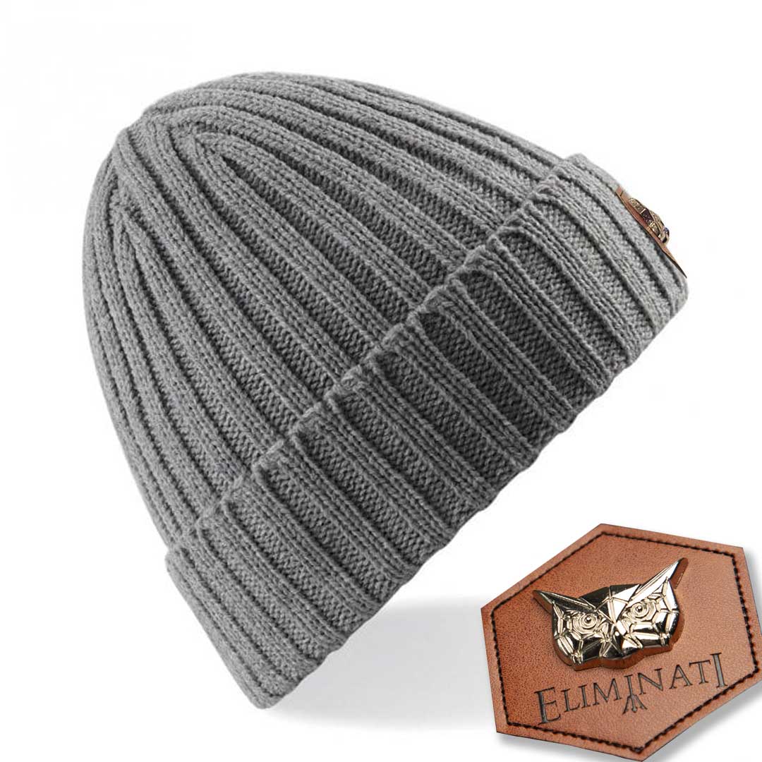 Beanie Classic Label -GreyRib - vegan