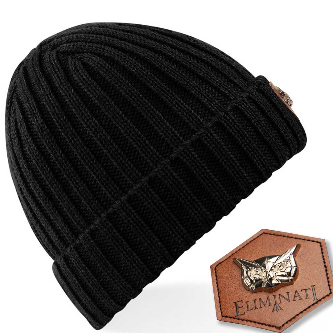 Beanie Classic Label -BlackRib - vegan