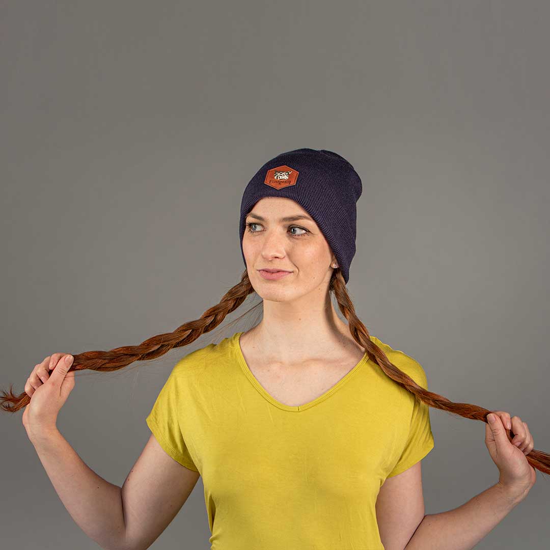 Beanie Classic Label -OxfordMarine - vegan