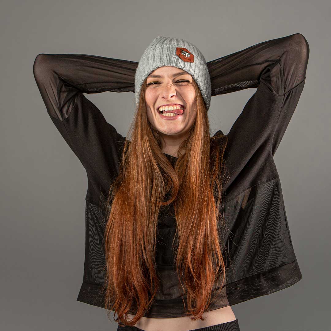 Beanie Classic Label -GreyRib - vegan